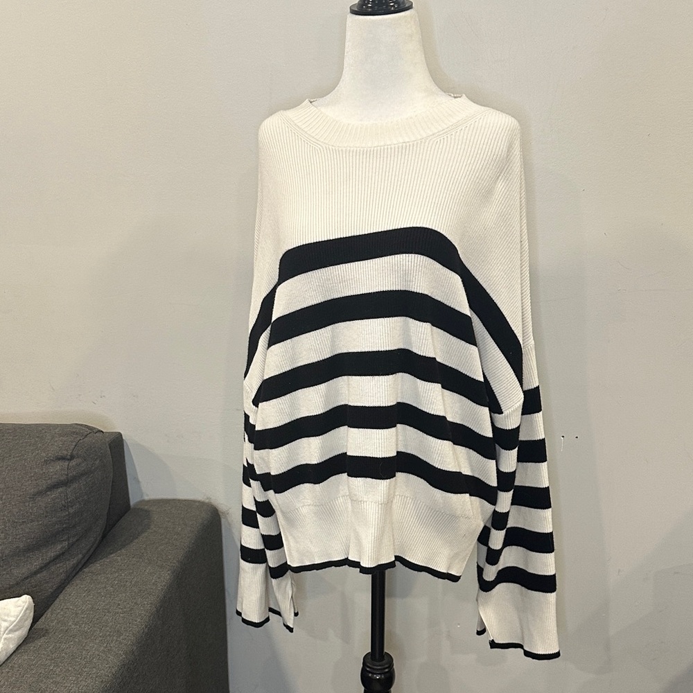 Dynamite Black and White Striped Sweater